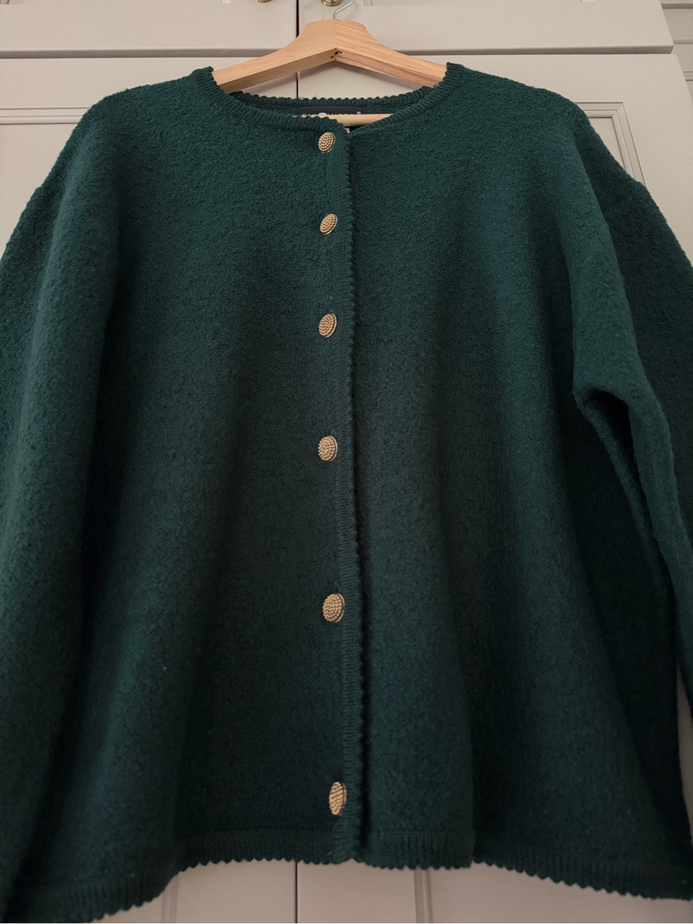 VTG 100% Wool Lady Jacket - Emerald Green, Gold Buttons - Picture 9 of 10